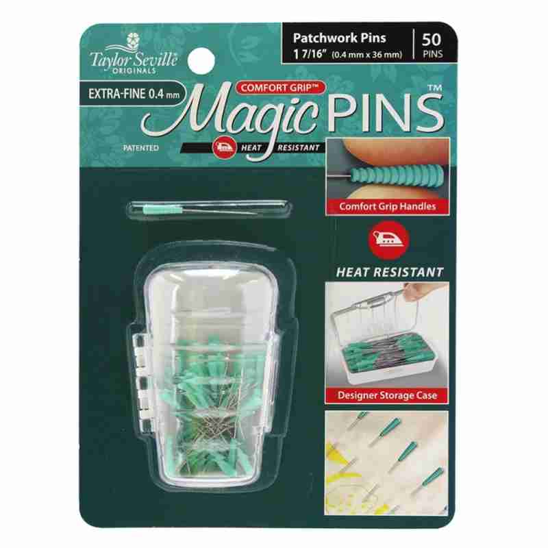 Taylor Seville Magic Pins – Patchwork Extra Fine 50 pins in designer case –  Little Patch Of Heaven